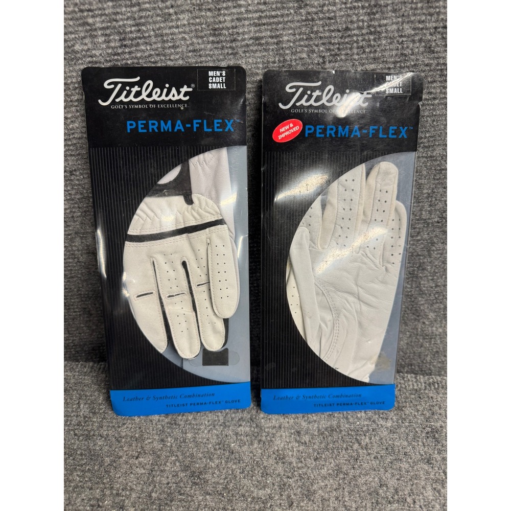 2 Pack Titleist Perma-Flex Golf Gloves Mens Cadet Small White Leather Synthetic